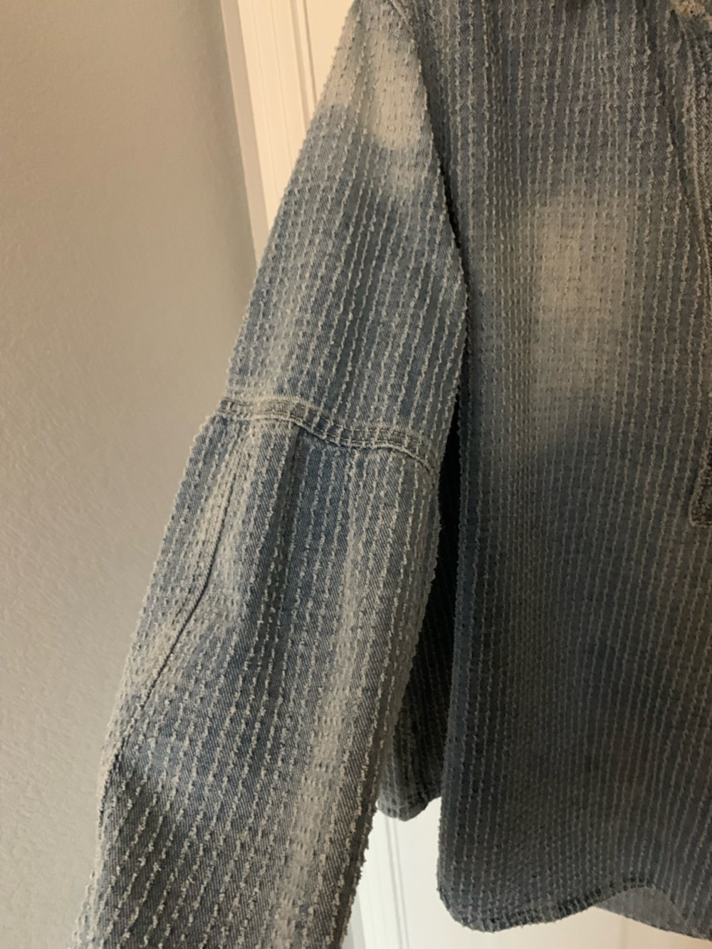 Blue Washed Ribbed Pullover Shirt - Picture 4 of 8